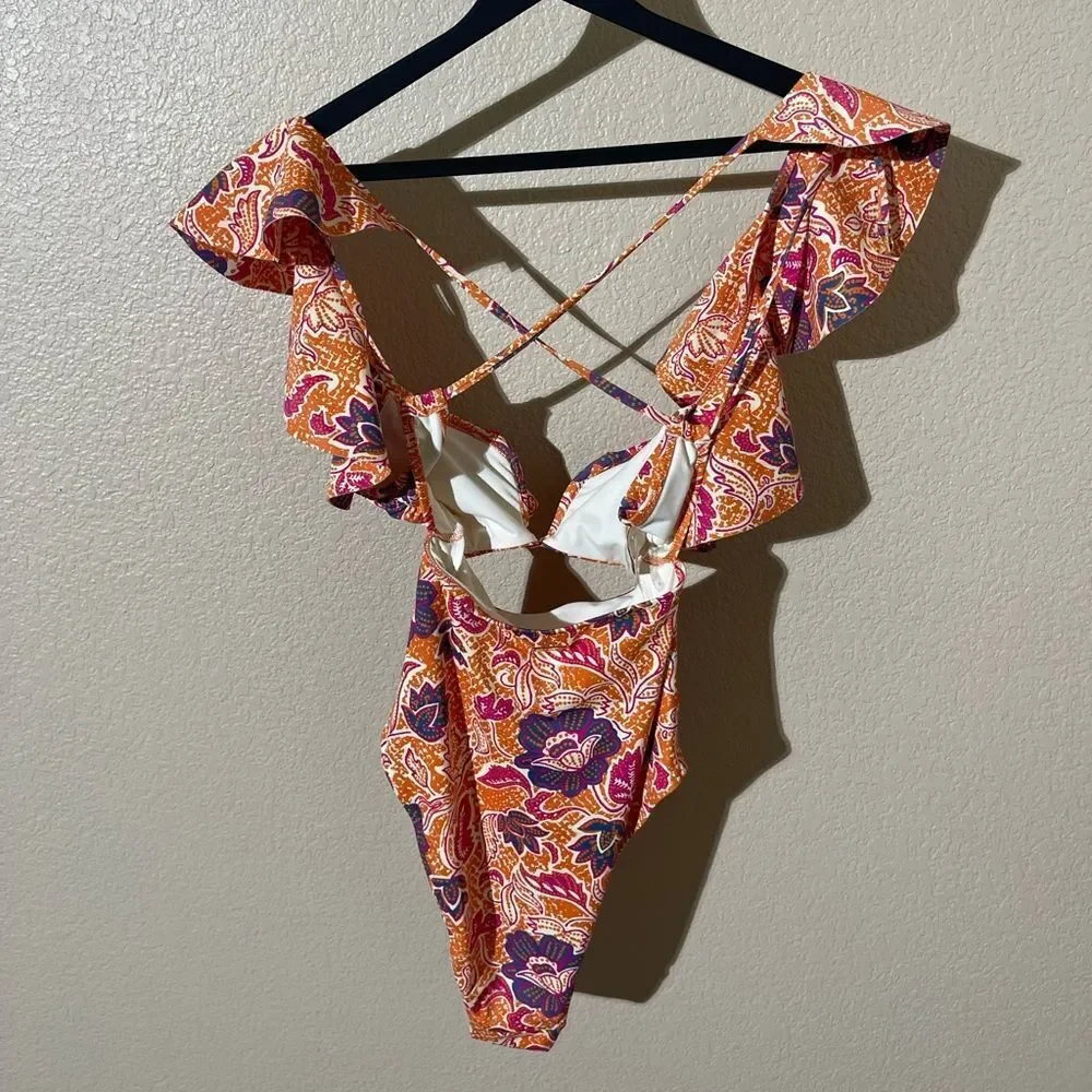 Cleobella Vibrant Floral Ruffle Swimsuit